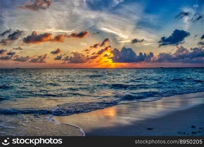 beach ocean sunset landscape