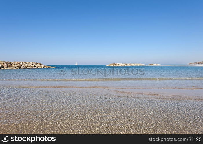 Beach of Mediterranean Sea in Israel