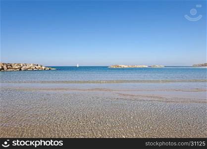 Beach of Mediterranean Sea in Israel