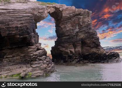 Beach of the cathedrals, located in Ribadeo, Galicia Spain