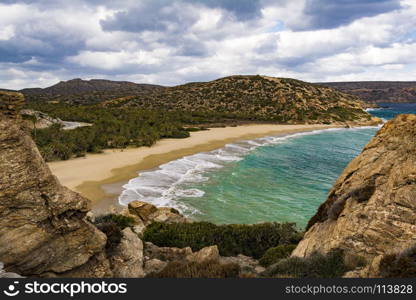 Beach of Vai, Crete, Greece. Beach of Vai, Crete, Greece. The palm beach of Vai is one of the largest attractions of the Mediterranean island of Crete.