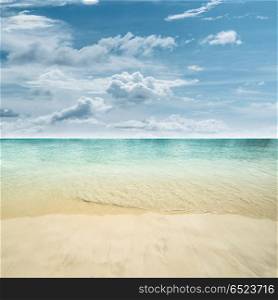 Beach panorama background. Beach panorama. Tropical summer landscape day background. Beach panorama background