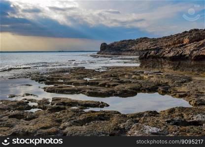 beach rocky coast ayia napa cliff