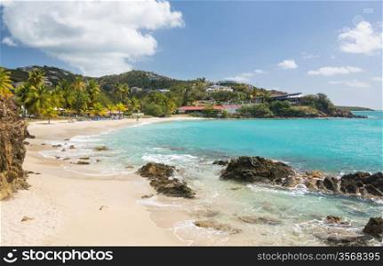 Beach scene on island of St Thomas in US Virgin Islands USVI