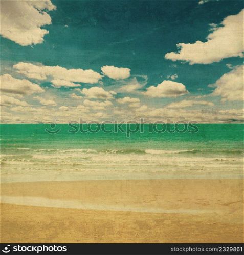 beach sea and grunge canvas texture vintage background.