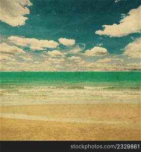 beach sea and grunge canvas texture vintage background.