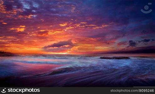 beach sea sunset seascape colorful