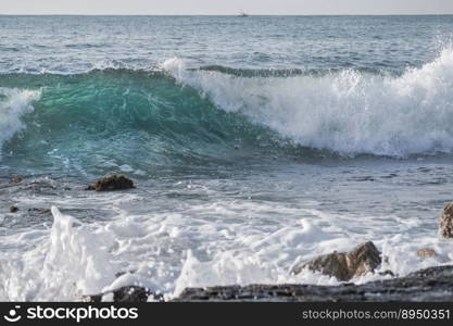 beach sea wave water foam rocks