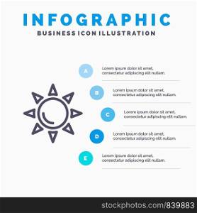 Beach, Shinning, Sun Line icon with 5 steps presentation infographics Background