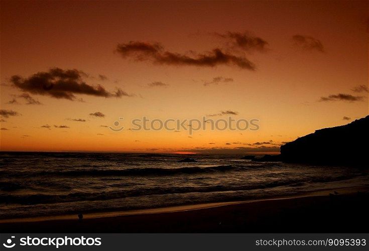 beach sunset ocean sky water wave
