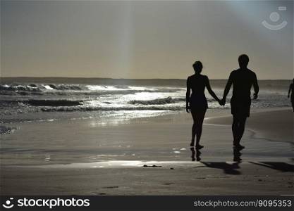 beach sunset romantic couple love
