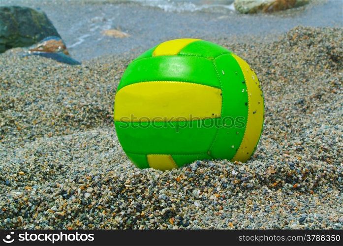 Beach volley ball on the beach, near the sea