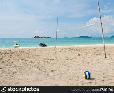 Beach volleyball on tropical sea beach