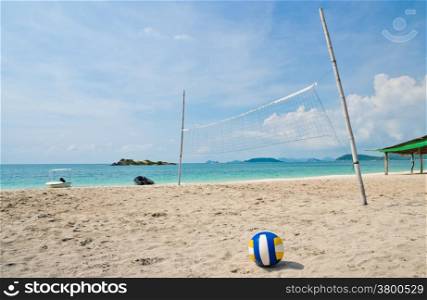 Beach volleyball on tropical sea beach