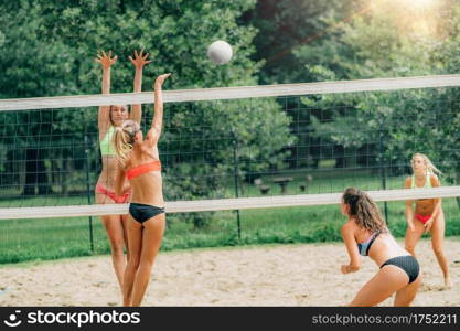 Beach Volleyball Players at the Net