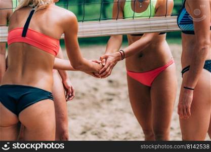 Beach Volleyball Players Greeting After the Game