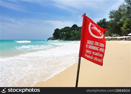 Beach warning sign in Thailand