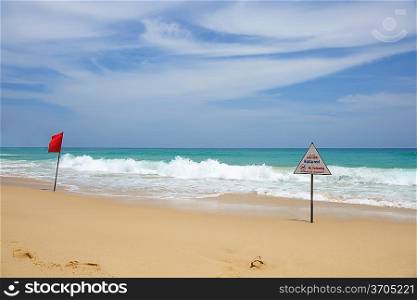 Beach warning sign in Thailand