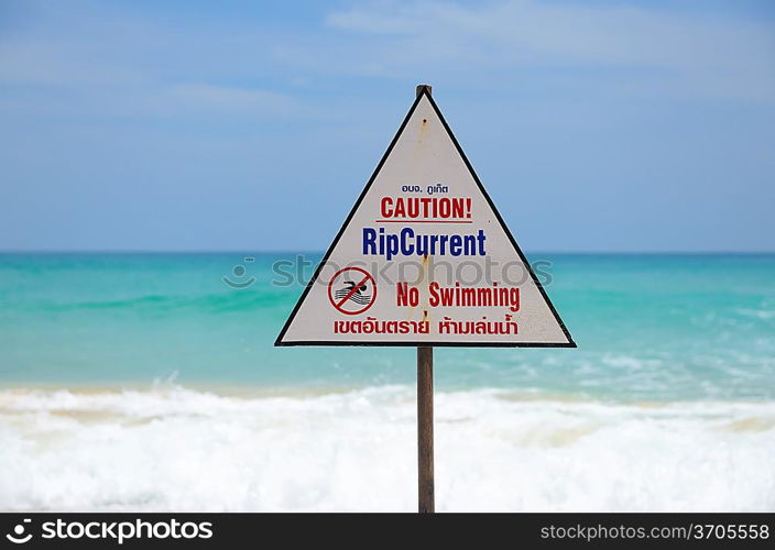 Beach warning sign in Thailand