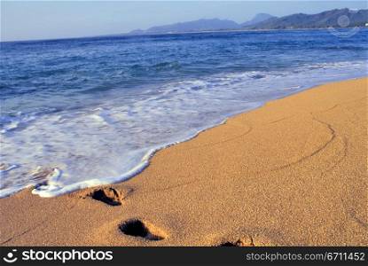 Beach with footprints