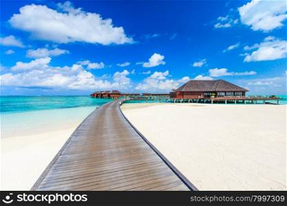 beach with water bungalows at Maldives&#xA;&#xA;