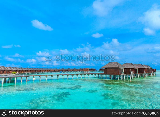 beach with water bungalows at Maldives&#xA;&#xA;