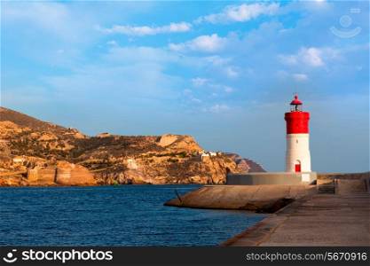 Beacon Cartagena lighthouse in Murcia Mediterranean Spain