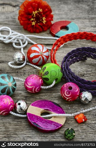 beads for necklace. Stylish beads and jewelry strung on the chain