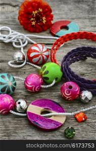 beads for necklace. Stylish beads and jewelry strung on the chain