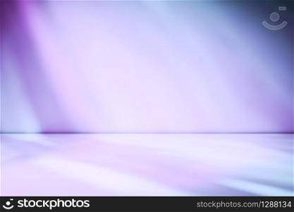 Beams of muted purple and blue light shining on a wall at an oblique angle throwing a diagonal pattern for a design template