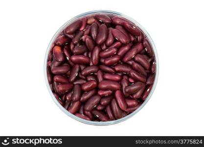 beans in a glass jar on white background