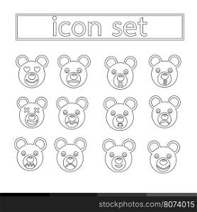 bear emotion icon set illustration design