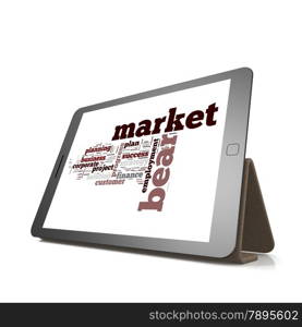 Bear market word cloud on tablet image with hi-res rendered artwork that could be used for any graphic design.. Bear market word cloud on tablet