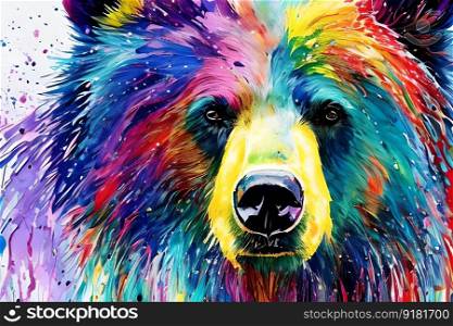 Bear of different colors, graffiti style portrait close-up. Generative AI