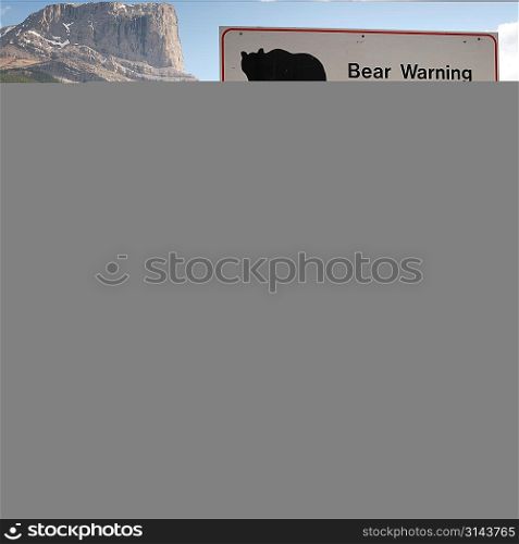 Bear Warning sign, Jasper National Park, Alberta, Canada