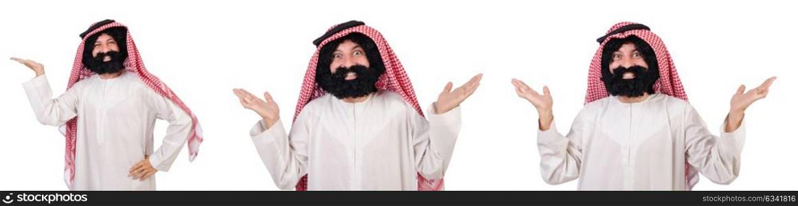 Bearded arab isolated on white background. The bearded arab isolated on white background