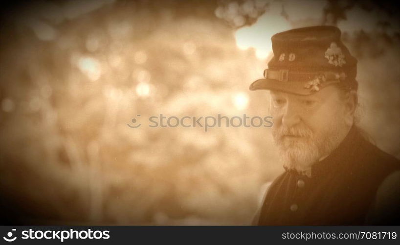 Bearded Civil War soldier (Archive Footage Version)