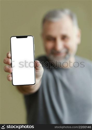 bearded man with mobile