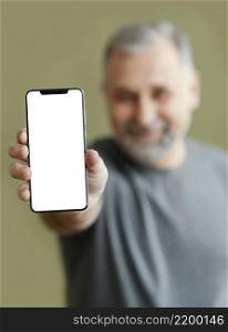 bearded man with mobile