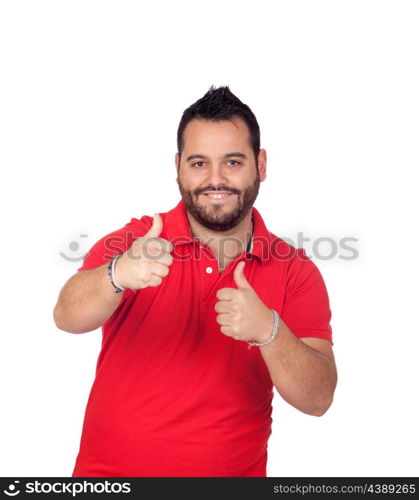 Bearded men saying Ok isolated on white background