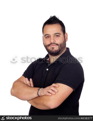 Bearded young men in black isolated on white background