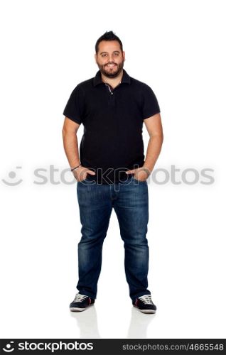 Bearded young men in black isolated on white background