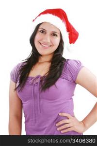 Beatiful girl in the Santa Claus hat