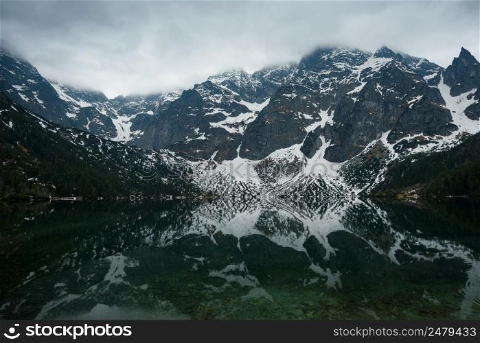 Beatiful mountain lake before the storm