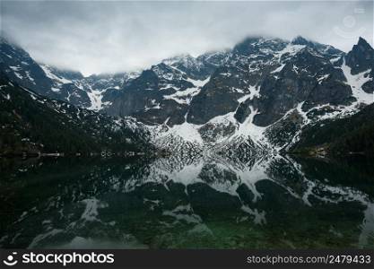 Beatiful mountain lake before the storm