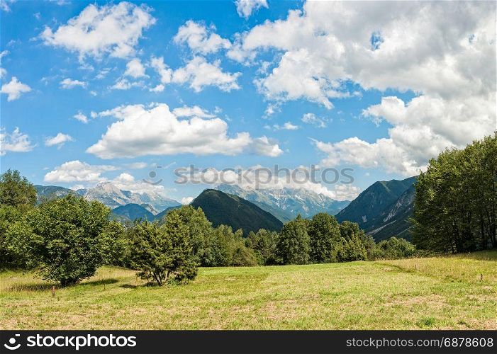 Beatiful panorama of Italian Alps in summer day. Friuli Italy