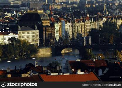 Beatifull city scape by the river in Prague, Czech Republic.