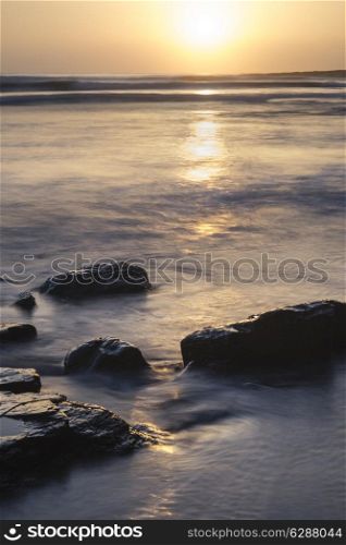 Beautfiul sunset over Kimmeridge Bay Jurassic Coast England