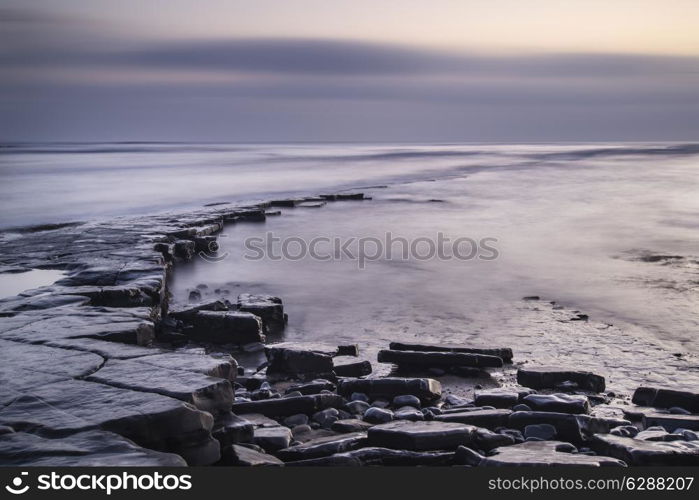 Beautfiul sunset over Kimmeridge Bay Jurassic Coast England