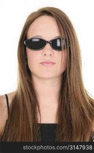 Beautiful 14 Year Old Teen Girl In Dark Sunglasses.